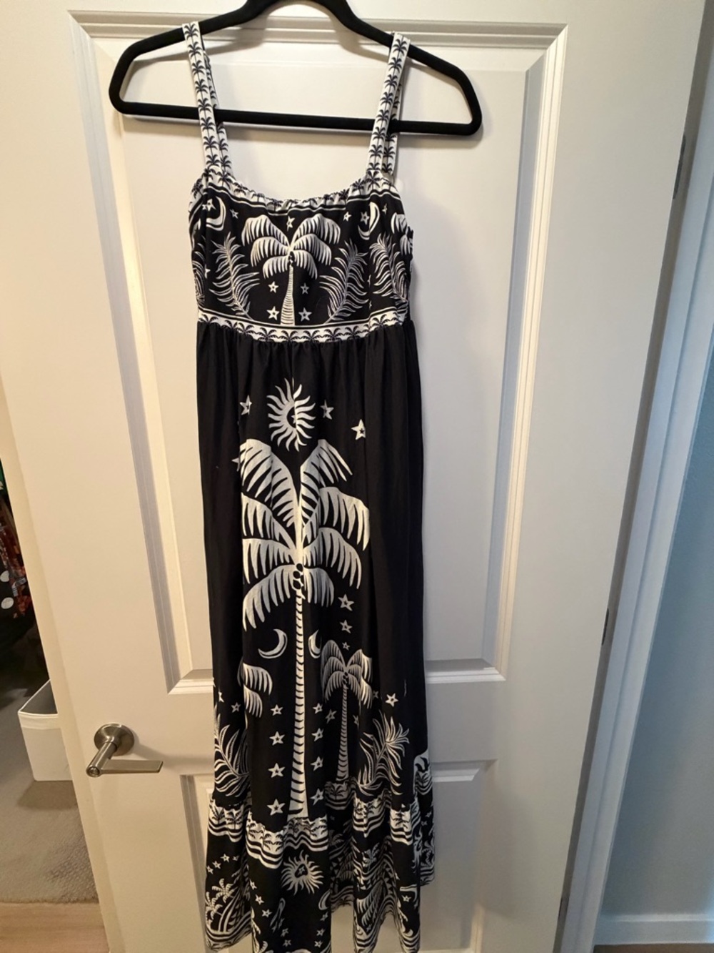 Black and White Palm Print Maxi Dress - Stylish Summer Dress